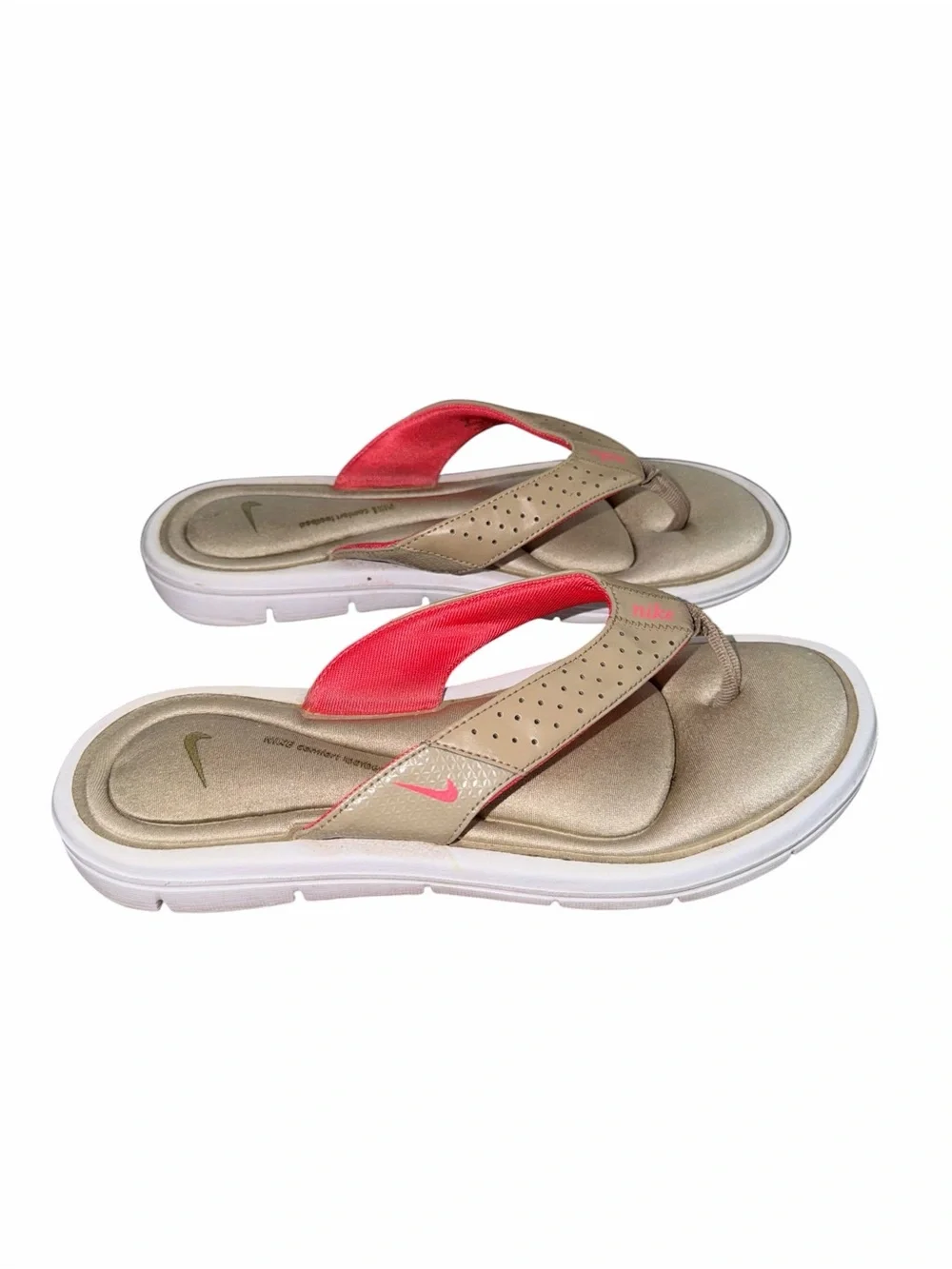 Nike Comfort Footbed Thong Sandals Tan Pink Women’s Size 8